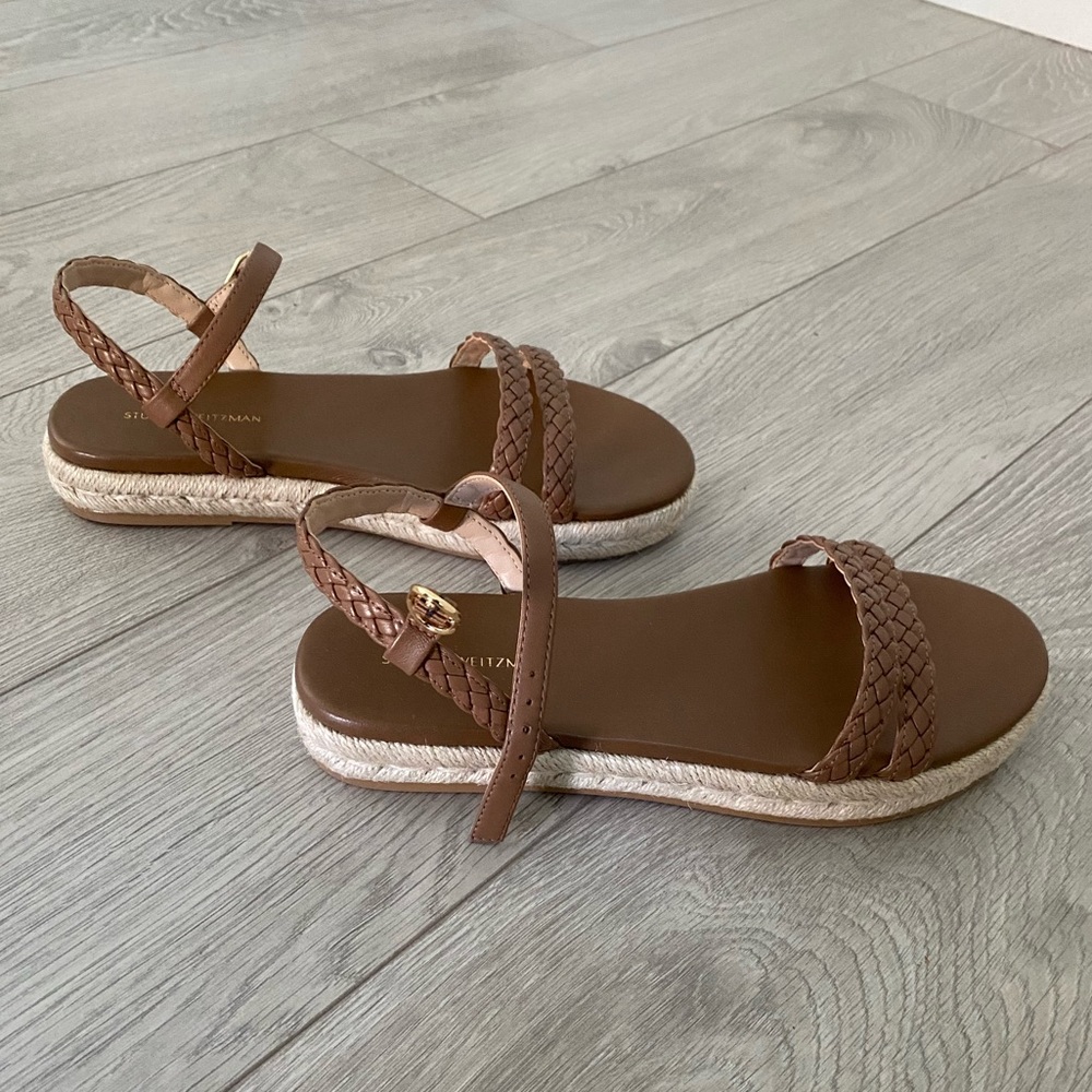 Stuart Weitzman Mykonos Braided Strap Espadrille Flat Sz 6.5